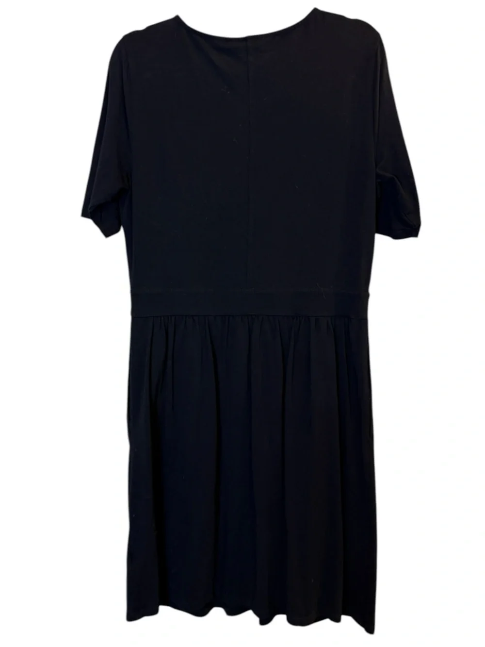 Lands' End Black Minimalist Midi Dress with Short Sleeves sz M